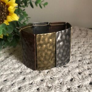 Bold Multicolor Metal Hammered Cuff Bracelet